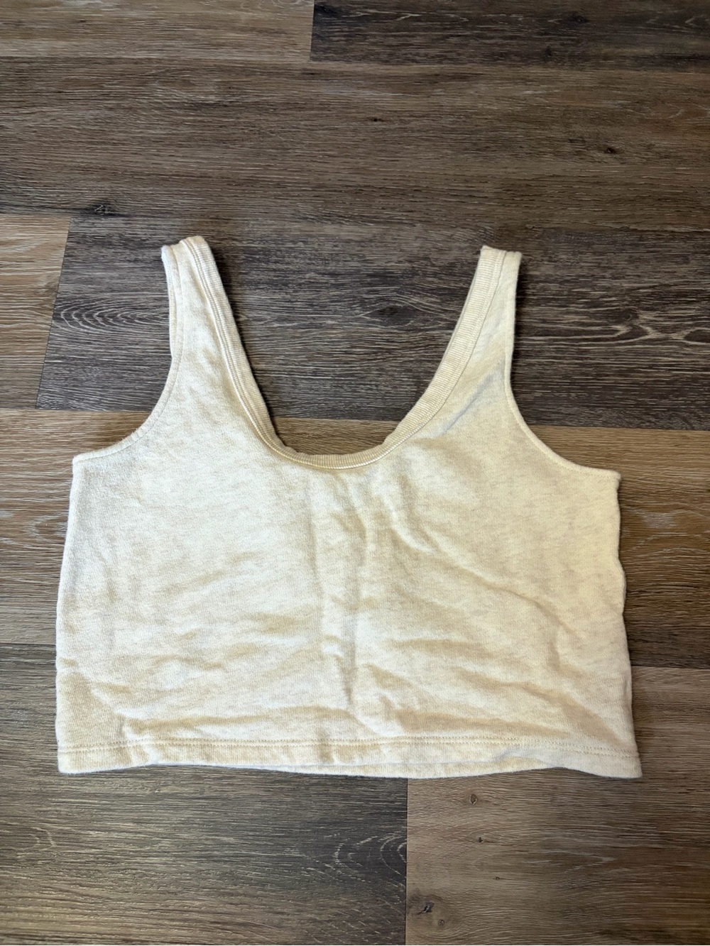 aerie Cream Scoop Neck Cropped Tank
